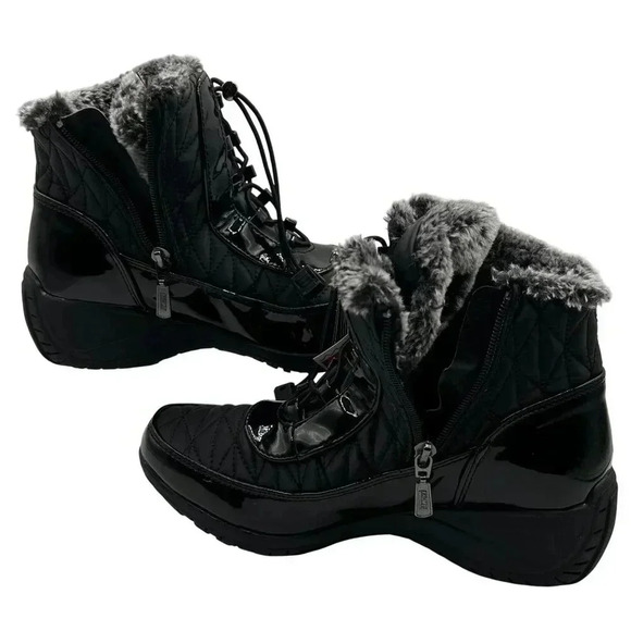Khombu NWT Womens 8W Black Quilted Winter Boots Faux Fur Lining K Comfort - Picture 8 of 16